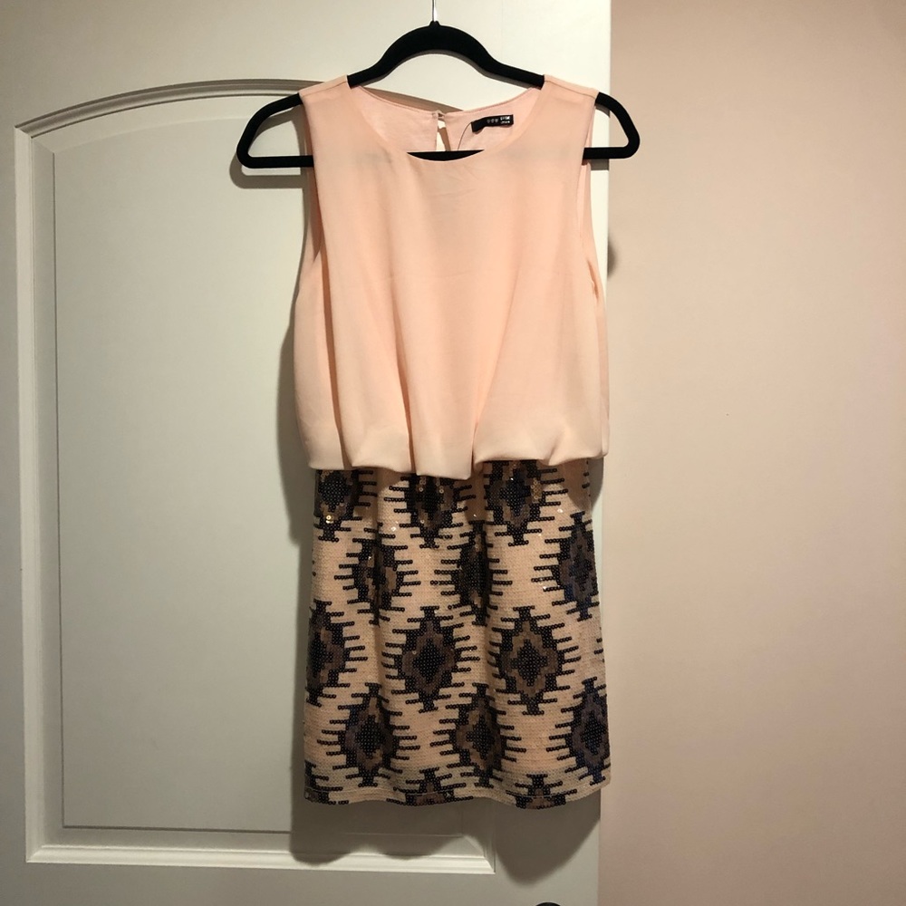 Peach multi textured dress